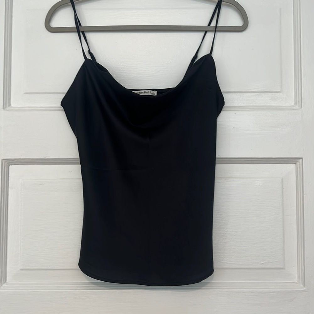 Abercrombie black satin cowl neck top